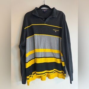 Vintage 90s Polo Sport Ralph Lauren Striped Knit Polo Shirt XXL Long Sleeve Gray